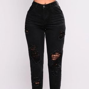 NWT Distressed Boyfriend Jeans Black 1X